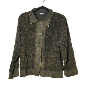 Focus USA Women's Textured Button Down Collared Shirt Jacket Shacket Size Small